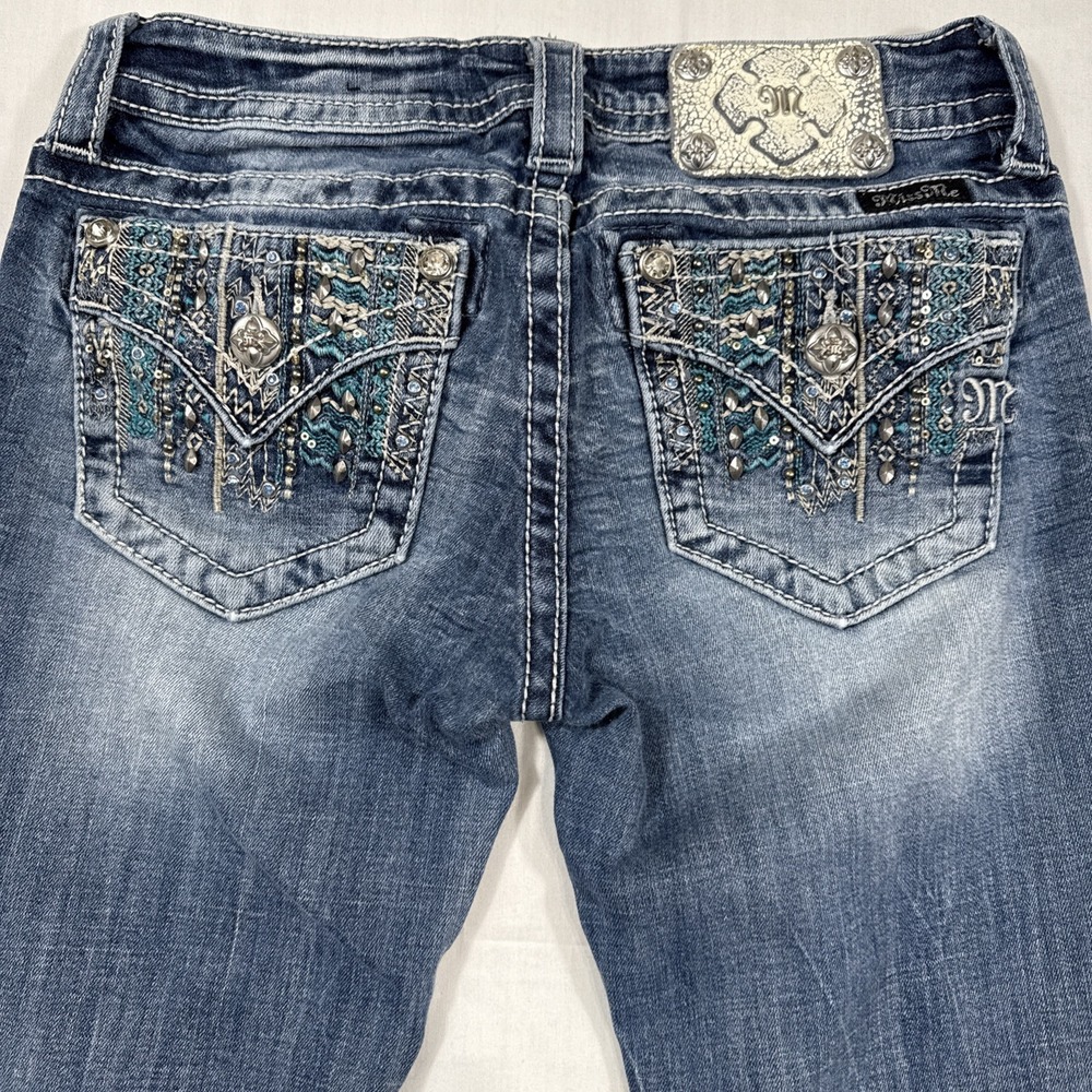 JEAN BOOT Miss Me WOMEN 27 AZTEC SOUTHWESTERN Embellished Flap Pockets